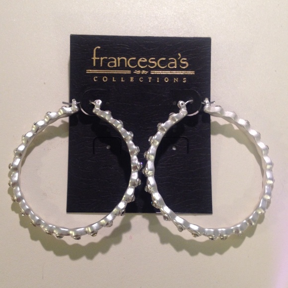 Francesca's silver jeweled hoops