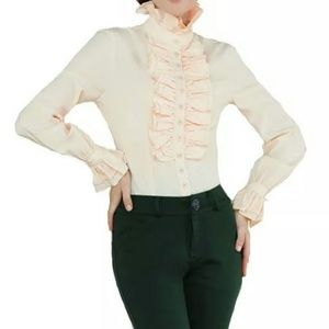 Cream Victorian style high collar top