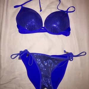 Victoria's Secret PINK blue sequin bikini