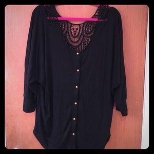 Lacey black button up shirt