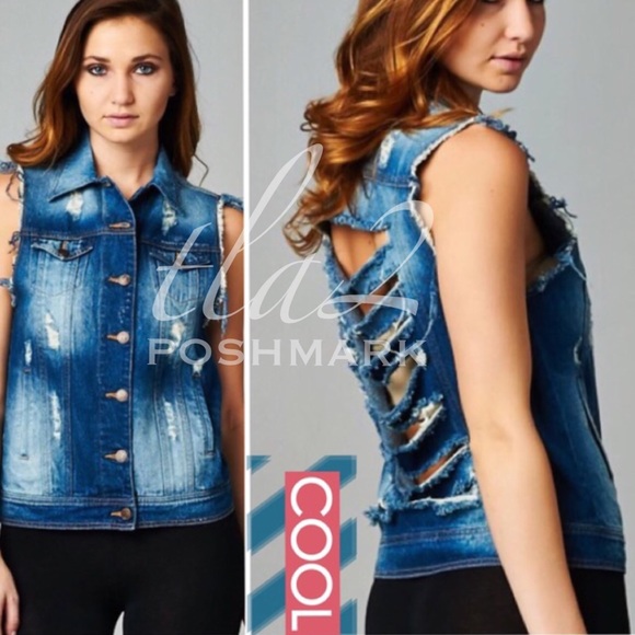 🌺HP 10/11🌺SHREDDED & DISTRESSED VEST - Picture 2 of 2