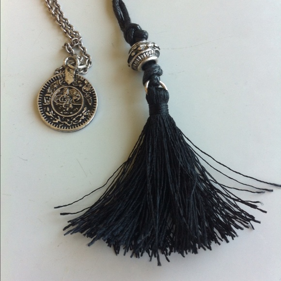 Double tassel and coin necklace