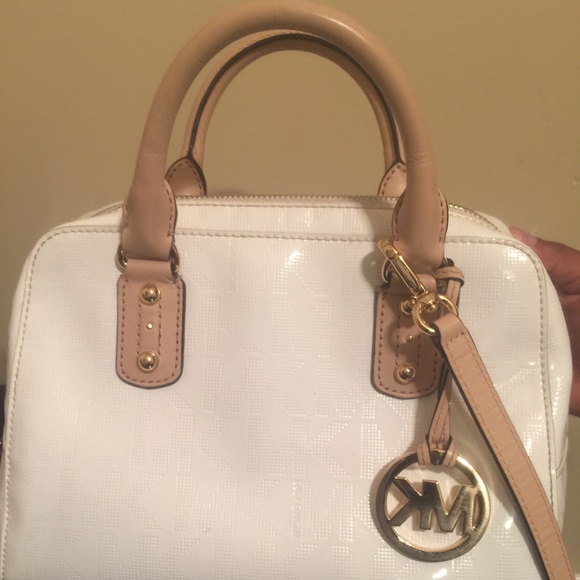 White Metallic Michael Kors Satchel