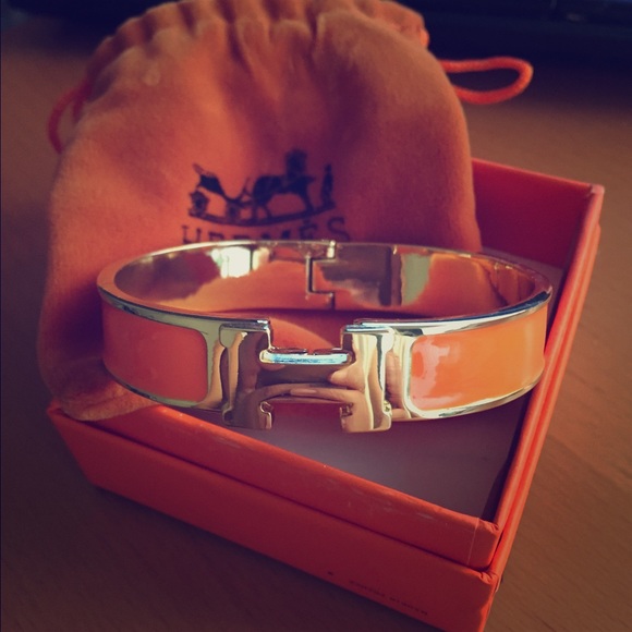 Hermes H bracelet in classic orange and gold