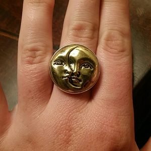 Sun and Moon gold and silver ring