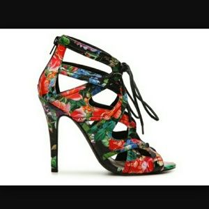 Madden girl floral lace up heels. Only worn once!!