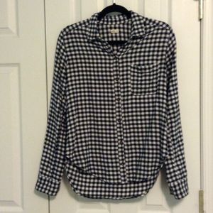 Hollister gingham navy and white flannel shirt