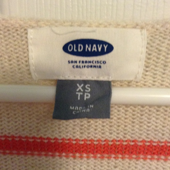 Old Navy cream and coral striped sweater - Picture 2 of 3