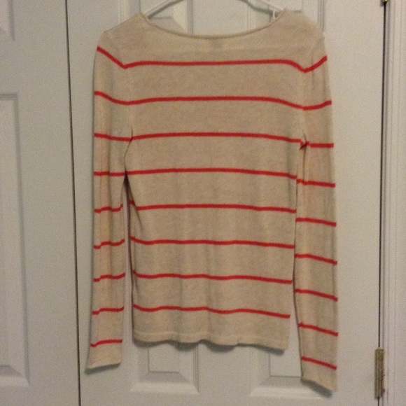 Old Navy cream and coral striped sweater - Picture 3 of 3