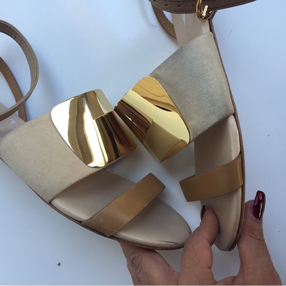 SEE BY CHLOE banded metal plate sandals sz 7 - Picture 3 of 4