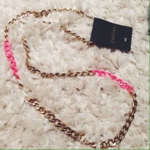 Brand New Gold and Pink Chain Necklace