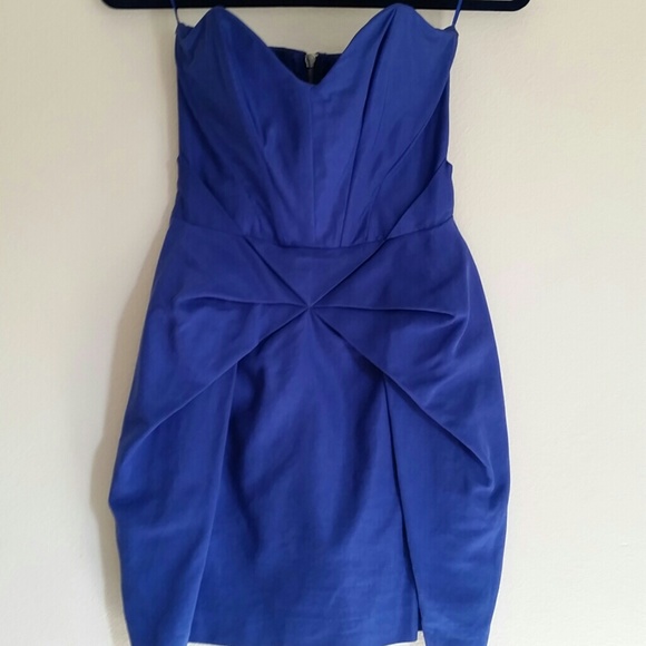 Topshop blue origami strapless party dress