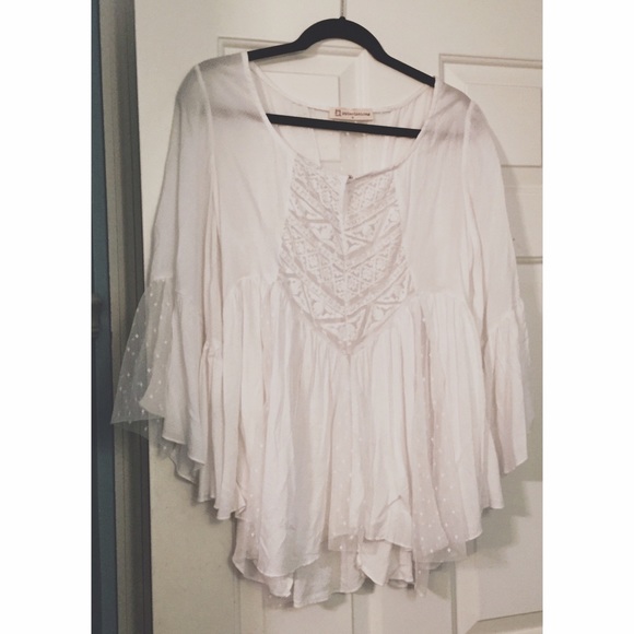 PPLA Tops - Retro White Sheer Lace Blouse