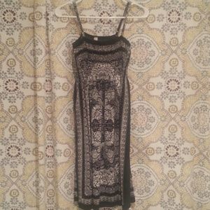 Black and white flower graphic dress