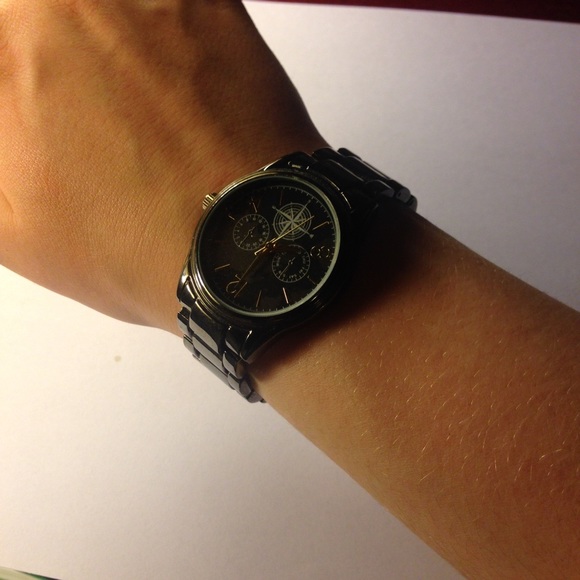 Urban outfitters stainless steel dark grey watch