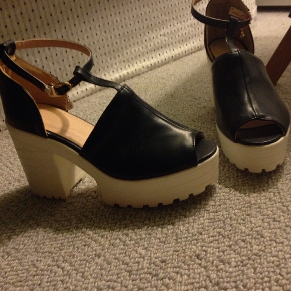 Black and White platform heels