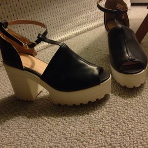 Black and White platform heels