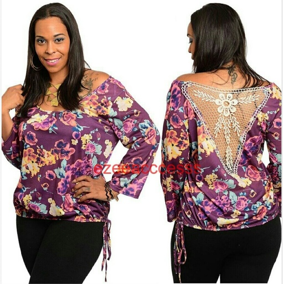 Plus size purple top tunic blouse shirt boho chic - Picture 3 of 3