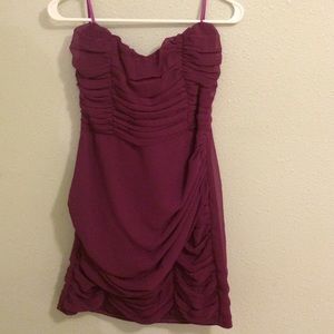 Gorgeous dark magenta strapless dress