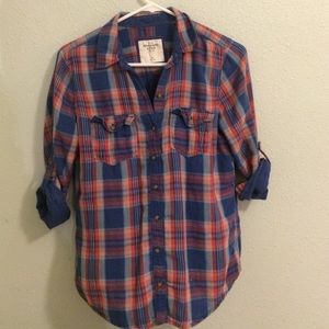 Comfy blue and red plaid shirt