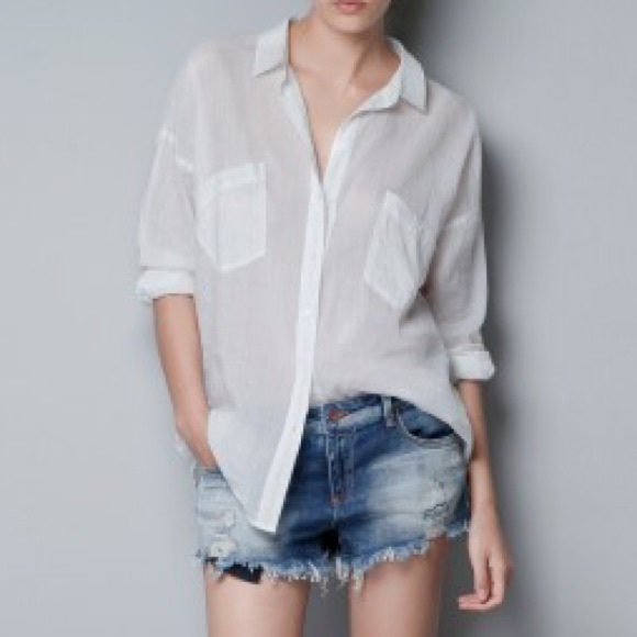 White longsleeve collared blouse sz. 4