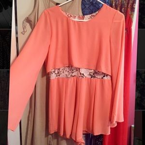 Coral Crochet Romper