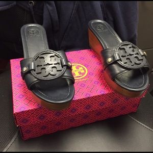 Navy blue Tory Burch Madalena Wedge. Size 10