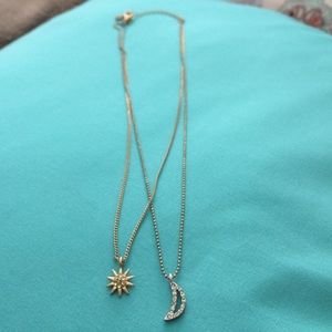 Sun and Moon double chain necklace