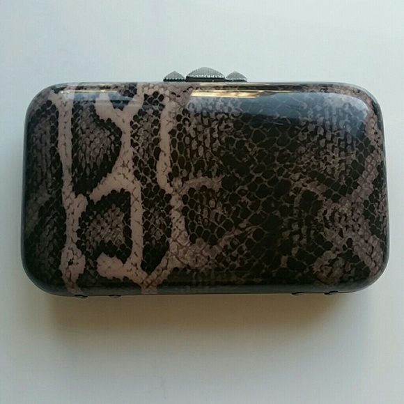 Rebecca Minkoff Vincent Minaudiere Gry/Blk Snakesk - Picture 1 of 4