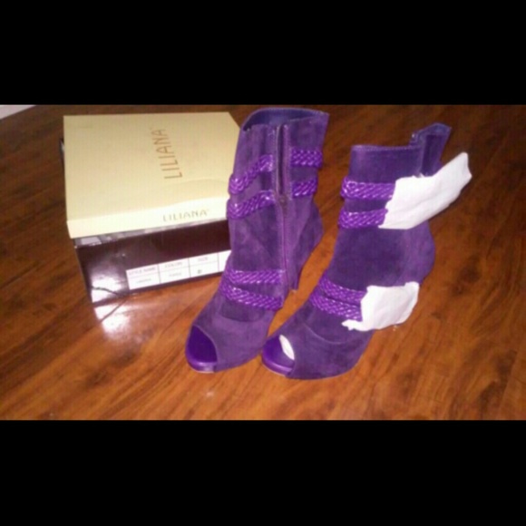 purple saude ankle bootie