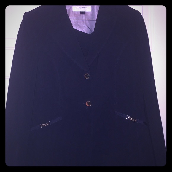 Black with gold accents Tahari pants suit