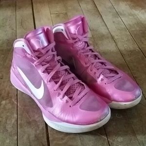 Pink Nike hightop hyperdunks