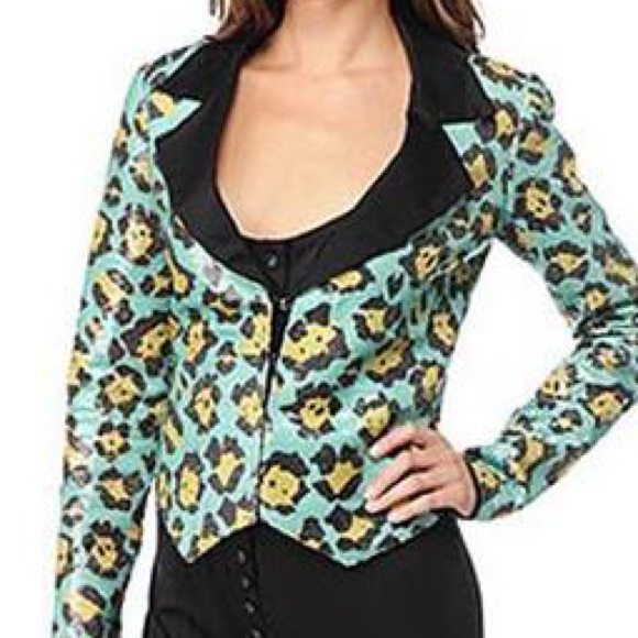 WANTED- Betsey Johnson blue leopard sequin blazer
