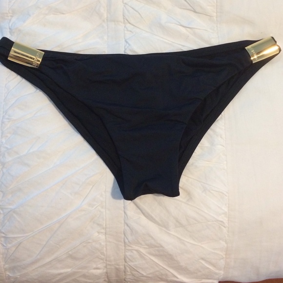 LSPACE black bikini bottoms with gold detail