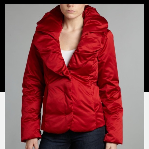 Ralph Lauren Red Shawl Collar Puffer. Stunning!
