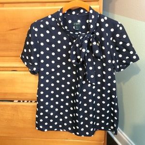 Navy blue polka dotted dress shirt