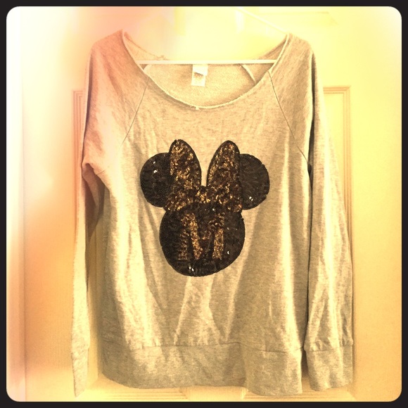 Minny Mouse sequined off the shoulder sweatshirt