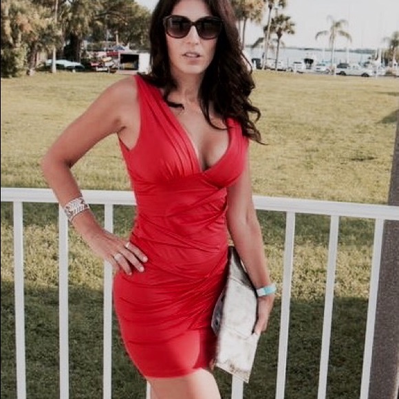 Coral colored Bandage dress