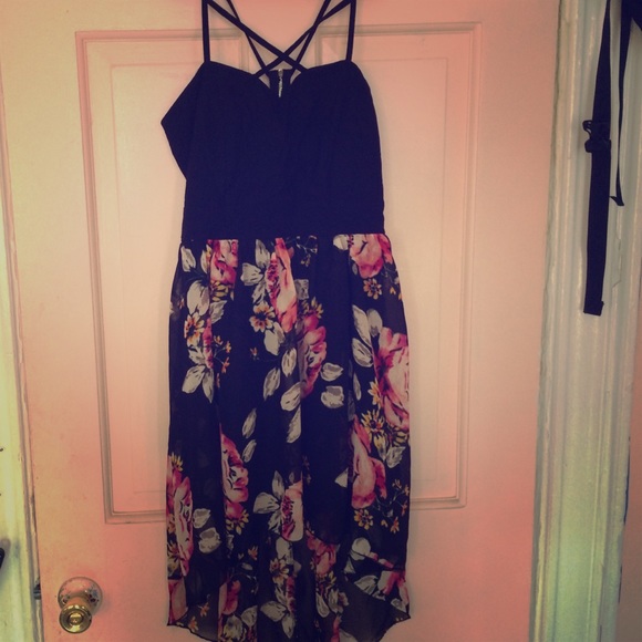 Black dress with flower pattern