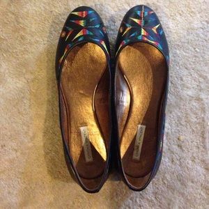 Leather with rainbow detail flats size 8