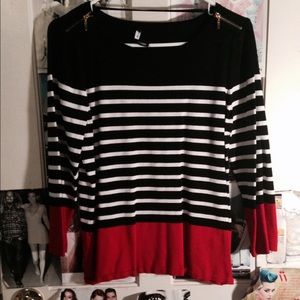 Cable and gauge stripe sweater