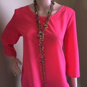 3/4 Bright pink sheer shirt