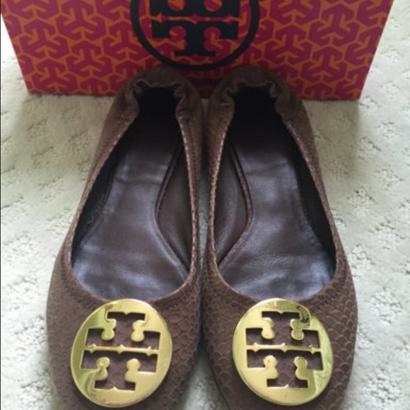 Tory Burch Shoes - Tory Burch Brown Croc Flats