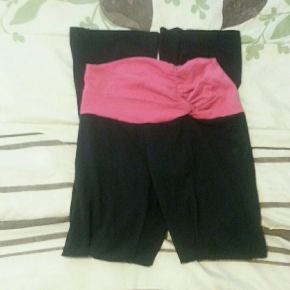 Pink and black yoga pants