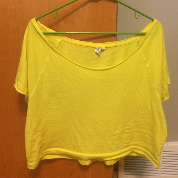 Pink!!! Yellow crop top barely worn - Picture 1 of 2
