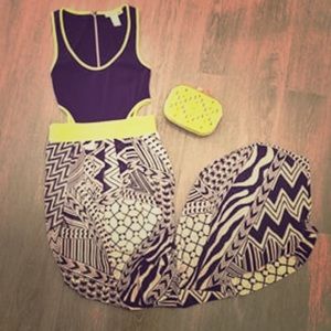 Tribal print cut out maxi dress