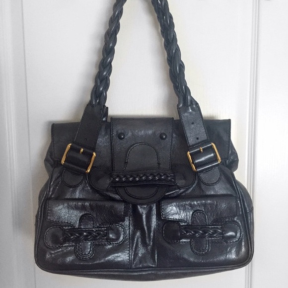 Authentic VALENTINO Leather Histoire Metallic Blue