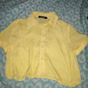 Missguided Yellow Button Up Crop Top