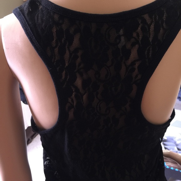 Sheer black lace racer back tank - Picture 2 of 2