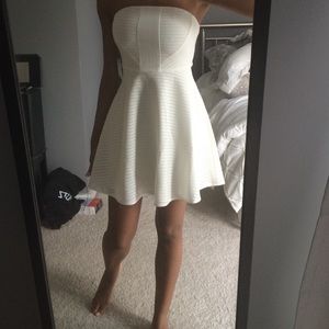 Express Strapless Textured Fit And Flare Dress